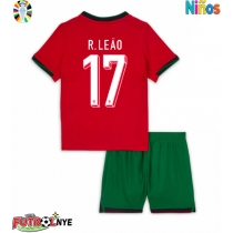 Camiseta Portugal Rafael Leao #17 Primera Equipación para niños Eurocopa 2024 manga corta (+ pantalones cortos)